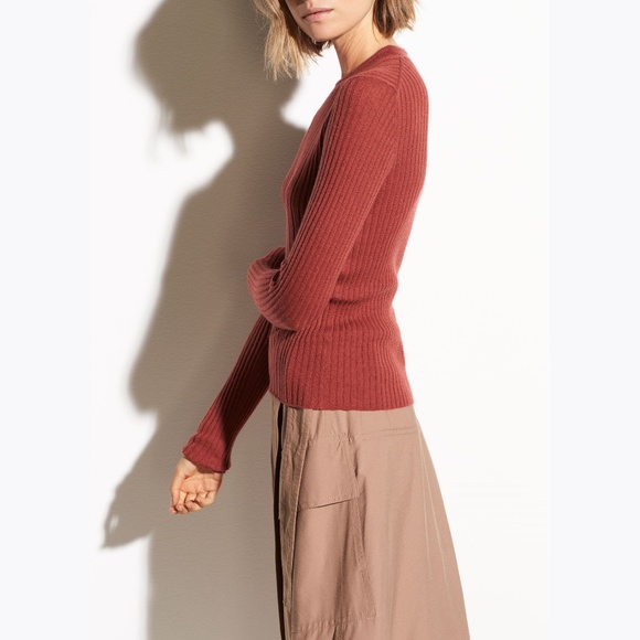 VINCE. Mixed Rib Cashmere Long Sleeve Sweater sz S - Picture 2 of 8